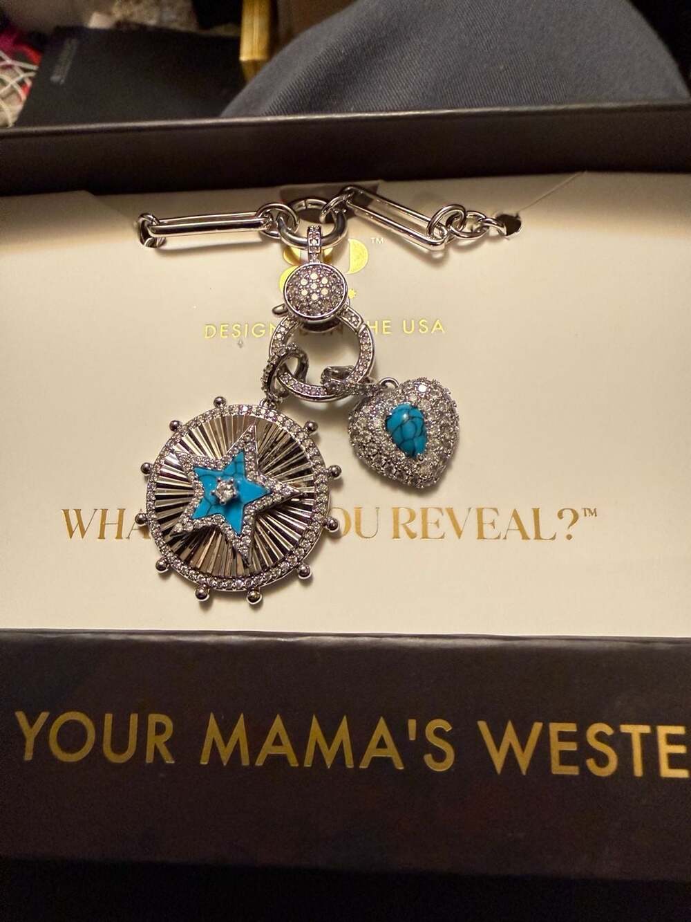 Don't Touch The Assets NK56114 Turquoise Magnesite & Cubic Zirconia Necklace
